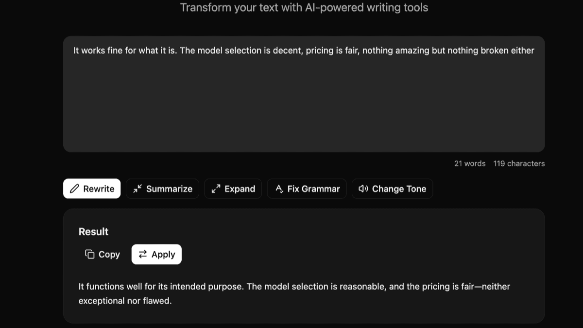 Writing Assistant preview
